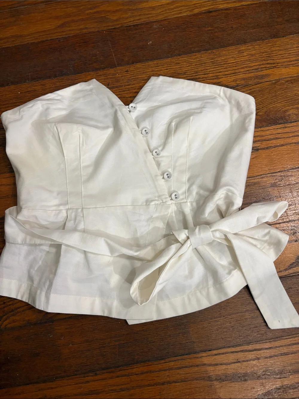 Free People Elvia Corset White Strapless Button-Front Tie-Waist women’s Large